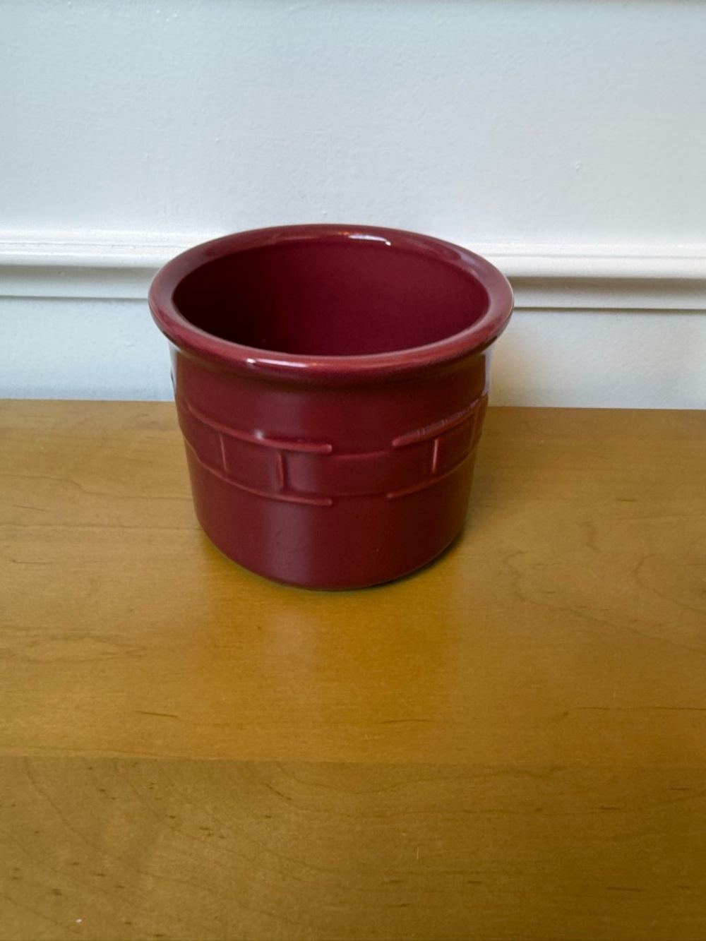 Longaberger Deep Red Ceramic Crock